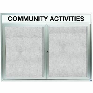 Outdoor Enclosed Aluminum Bulletin Boards with Header and Lighting