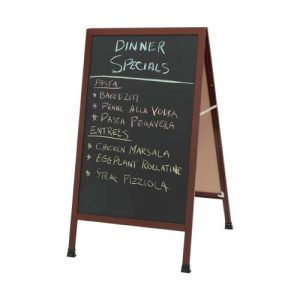 Wood-Look Aluminum Frame Sidewalk Chalkboard