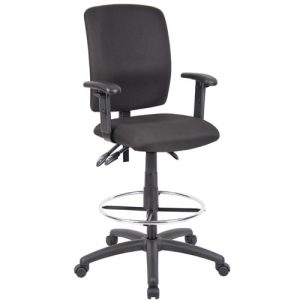 Multi-function Budget Drafting Stool in Black Crepe Fabric