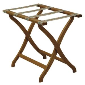 Deluxe Solid Oak Luggage Rack – Concave Legs