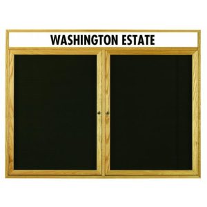 Enclosed Red Oak Wood Framed Changeable Letter Boards with Header