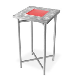 Xcube Aluminum Pedestal Table – With both plexiglass insert and LED kit