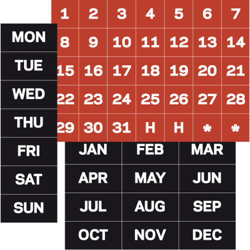 Magnetic Calendar Headings